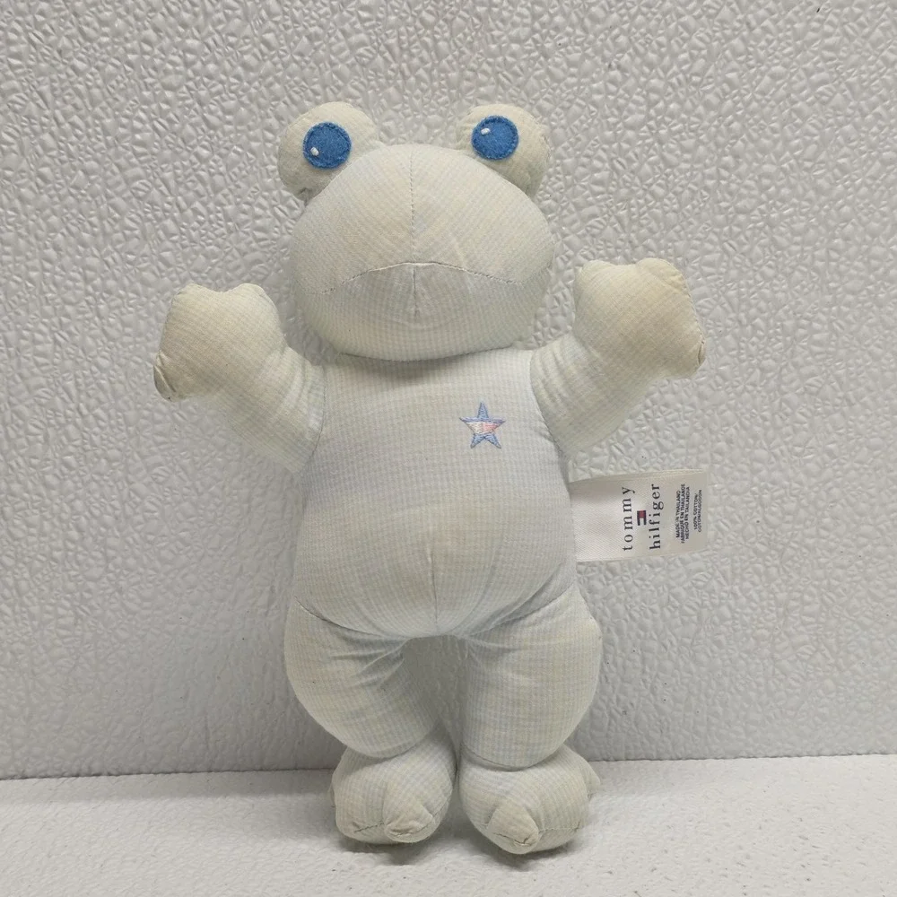 Tommy Hilfiger Baby Frog Cotton Fabric Plush Sewn Embroidered Star On Front